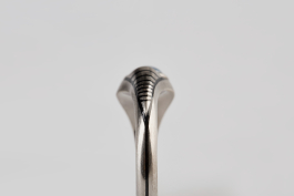 Mondenkind, Seitenansicht: Ein Ring im kühlen Mondglanz, hier besonders sichtbar, die Symmetrie der schwarzen Emaillelinien.